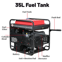Générateur à essence à onduleur ouvert 12KW 13KW 220V 380V avec réservoir de carburant de 35L pour les stands de marché en plein air Démarrage manuel et électrique CE/ISO