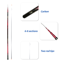 Canne à pêche à la carpe en fibre de carbone 6,3m 7,2m 7,5m 8,1m - Pêche en eau douce et salée, puissance élevée, multi-sections, action rapide, légère, pour la perche