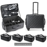Trousse de Maquillage Imperméable et Antibactérienne en PU Matelassé avec Fermeture Éclair, Logo Personnalisé, Faible MOQ, Diviseur Amovible et 4 Compartiments de Rangement en PVC – Vente en Gros