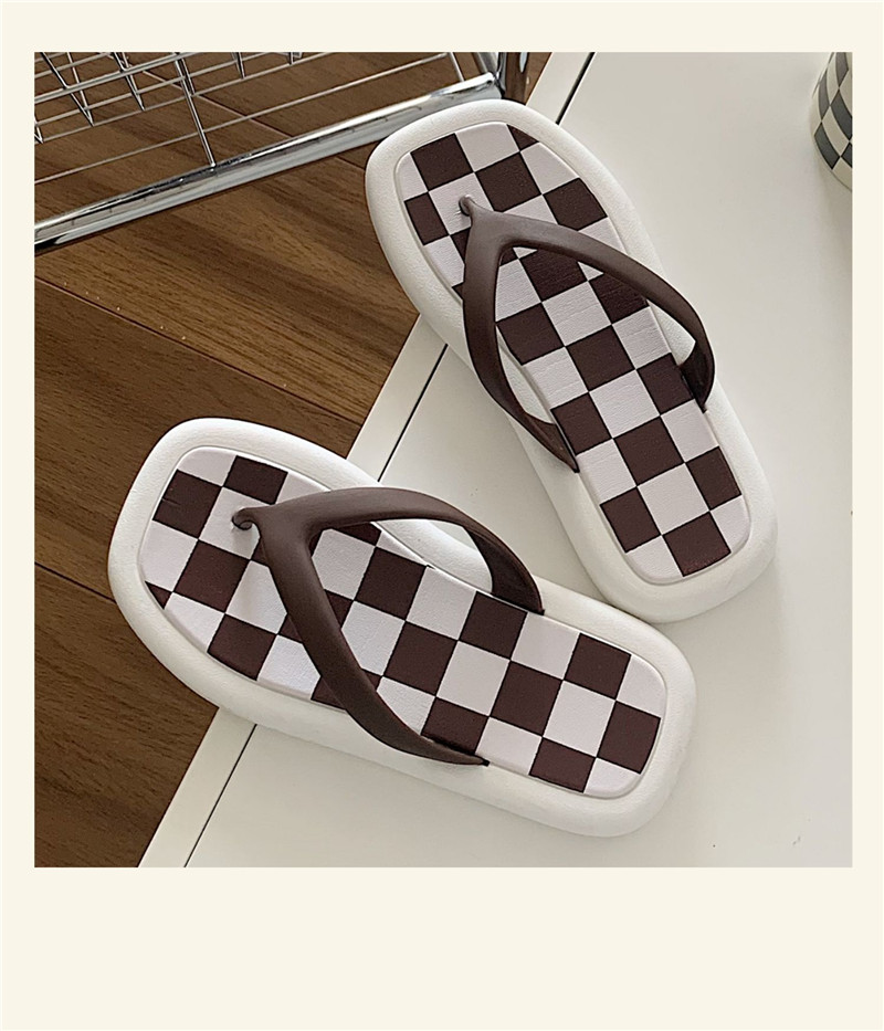Custom Printed Flip Flops Checkerboard EVA PE Flip-flops Slippers for Mens Women