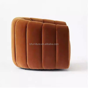 Fauteuil moderne en velours bouclé, dossier incurvé, pivotant, couleur personnalisable, écologique, portable, salon, hall d'hôtel, villa - Product Image 2