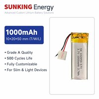 SUNKING 102050 1000mAh 3.7V Paket Baterai Lithium Polymer untuk Sepeda Listrik/Skuter Katoda LiNiMnCoO2 500 Siklus