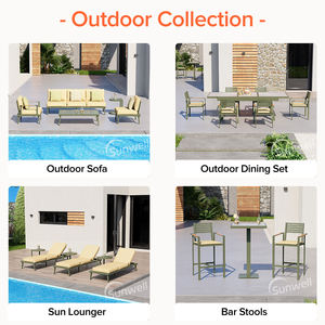 Ensemble de mobilier d'extérieur en aluminium vert <span class=keywords><strong>avec</strong></span> revêtement en poudre, <span class=keywords><strong>table</strong></span> de salon extensible, <span class=keywords><strong>table</strong></span> à manger en pierre frittée <span class=keywords><strong>sur</strong></span> le plateau - Product Image 2