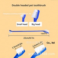 Remise en gros sur la brosse à dents à double tête à long manche pour animaux de compagnie à poils souples soins bucco-dentaires pour chiens en plastique