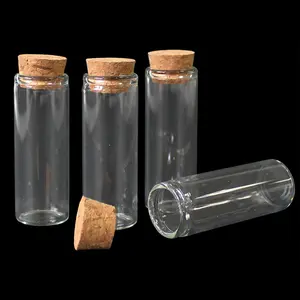 OR 4 زجاجة زجاجية صغيرة شفافة برطمانات زجاجية صغيرة ترغب في زجاجات رسالة مع سدادة خشبية من الفلين