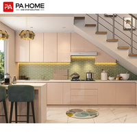 PA nouveau modèle conception poignée cachée résident meubles encart laque cuisine en bois en forme de L sous escalier armoires de cuisine