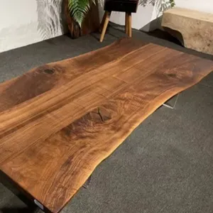 Tavolo da pranzo multifunzionale in legno di noce nero con bordo vivo multifunzionale di dimensioni personalizzate