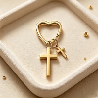 Edelstahl Herz-Schlüsselanhänger Kreuz-Schlüsselanhänger Personalisierter Religiöser Christlicher Gebets-Kreuzanhänger Schlüsselanhänger