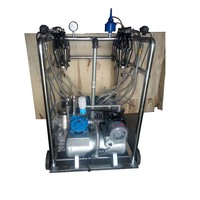 Machine à traire mobile à quatre unités, pompe à vide 2,2 kW, seau en acier inoxydable 25 L, équipement de traite laitière pour ferme laitière moyenne