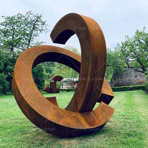 Escultura de Anillo de Acero Corten de Arte Urbano Moderno, Gran Estatua Circular de Metal Abstracta para Parques Públicos y Rediseño de Jardines de Villas - Product Image 2