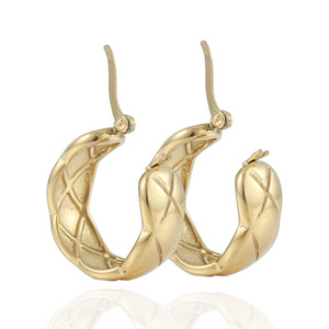 yunnique Gold Stainless Steel <b>Twisted</b> Hoop Earrings Geometric U <b>Shape</b> Unisex Fashion Jewelry - Product Image 3