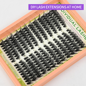 Vente en gros de cils individuels faits à la main pour cils en grappe, logo personnalisé, faux cils en vison, pointe en épine, 12 rangées, mélange de volume méga, 10D-20D - Product Image 2