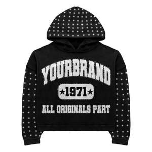 Sudaderas con Capucha de Moda Otoñal de Alta Calidad, 100% Algodón, Unisex, Estilo Holgado, Personalizadas, con Estampado de Patchwork Desgastado, Estilo Urbano, con Bolsillo - Product Image 1