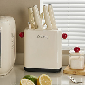 Creamy Knife <b>Rack</b> Cream Color Multi Functional <b>Kitchen</b> Storage Desktop Organizer - Product Image 1