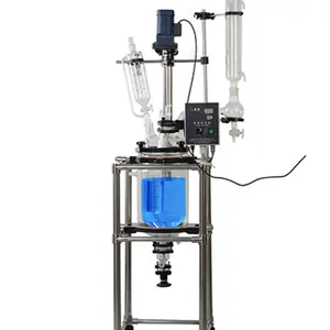 Çift cam reaktör ceket anti-korozyon vakum damıtma biyosentez kimyasal vakum cam su ısıtıcısı