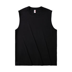 Мужская укороченная футболка-боксерка из 100% хлопка (220 г/м²) с индивидуальным принтом логотипа, летняя, без рукавов, для спорта и тренажерного зала, майка-топ для мужчин - Product Image 1