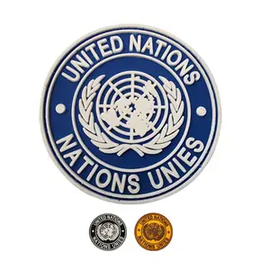 Bercahaya PBB Bendera Patch UN PVC dengan Hook Taktis Aksesori untuk Pakaian Jaket-Topi-Ransel