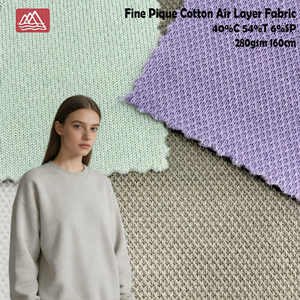 <span class=keywords><strong>Tissu</strong></span> en coton piqué fin à double couche 280 g/m² 160 cm 40 % C 54 % T 6 % SP Gris clair extensible tricoté pour vêtements décontractés - Product Image 1