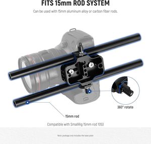 NEEWER Camera Base Plate With Dual Rod Rail Clamp, 15mm LWS Baseplate for Camera Cage Tripod Shoulder Rig With 1/4" &amp; <strong>3</strong>/8" - Product Image 5