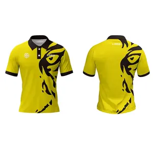 定制升华运动t恤男式马球衫黄色高尔夫衬衫设计