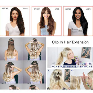 Venta al por mayor Clip recto en extensiones <span class=keywords><strong>de</strong></span> cabello cabeza completa <span class=keywords><strong>pelo</strong></span> sintético Color negro <span class=keywords><strong>natural</strong></span> con 22 pulgadas cortina <span class=keywords><strong>de</strong></span> tejido <span class=keywords><strong>de</strong></span> <span class=keywords><strong>pelo</strong></span> - Product Image 2