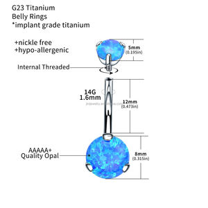 14G Rắn Titan Nội Bộ Threaded Opal Rốn Nút Bụng Vòng Cơ Thể Piercing Đồ Trang Sức Cho Đám Cưới Quà Tặng Engagements Trẻ Em - Product Image 5