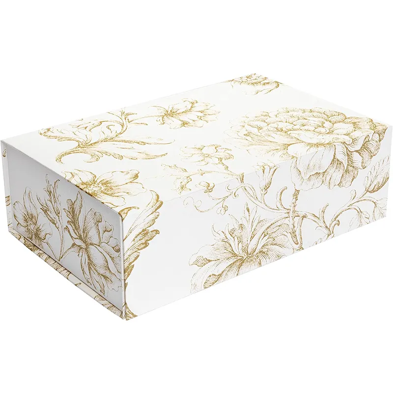 Individuelle goldene florale dekorative Geschenkboxen faltbare Magnet-Papierbox faltbare Geschenke Verpackung Klappen-Geschenkbox mit Magnetverschluss