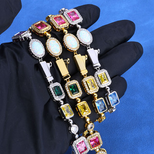 Elite Wholesale VVS Moissanite Multi Color <b>Gemstone</b> <b>Bracelets</b> 18K Gold Plated S925 Silver Iced Out Rainbow Link Hip Hop Jewelry - Product Image 6