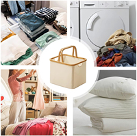 Panier à linge pliable en toile OEM, panier de rangement pour jouets d'enfants, panier à linge en bambou avec poignée pour buanderie, vente en gros