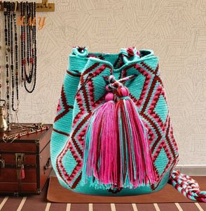 <span class=keywords><strong>Bolsa</strong></span> Muchillas Artesanales Tejidas Para Mujer Cartera Crochet Tote Mujer Bolsos de hombro hechos a mano Knit Crossbody <span class=keywords><strong>Wayuu</strong></span> Mochila Bag - Product Image 4