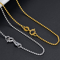 Or jaune 18 K AU750 or perle chaîne collier boule ronde collier chaîne femmes 18 carats clavicule collier 16''18'' italie bijoux