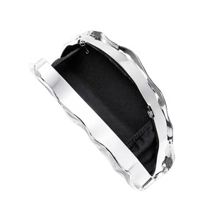 Personalized Metallic <b>Clutch</b> Purse fashionable Fan Shaped Party Purse Bag with Chain Luxury Designer Purse acrylic evening bag - Product Image 5
