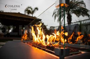 Garde-vent et bouclier en verre trempé pour décoration de jardin extérieur pour table de foyer au gaz propane - Product Image 2