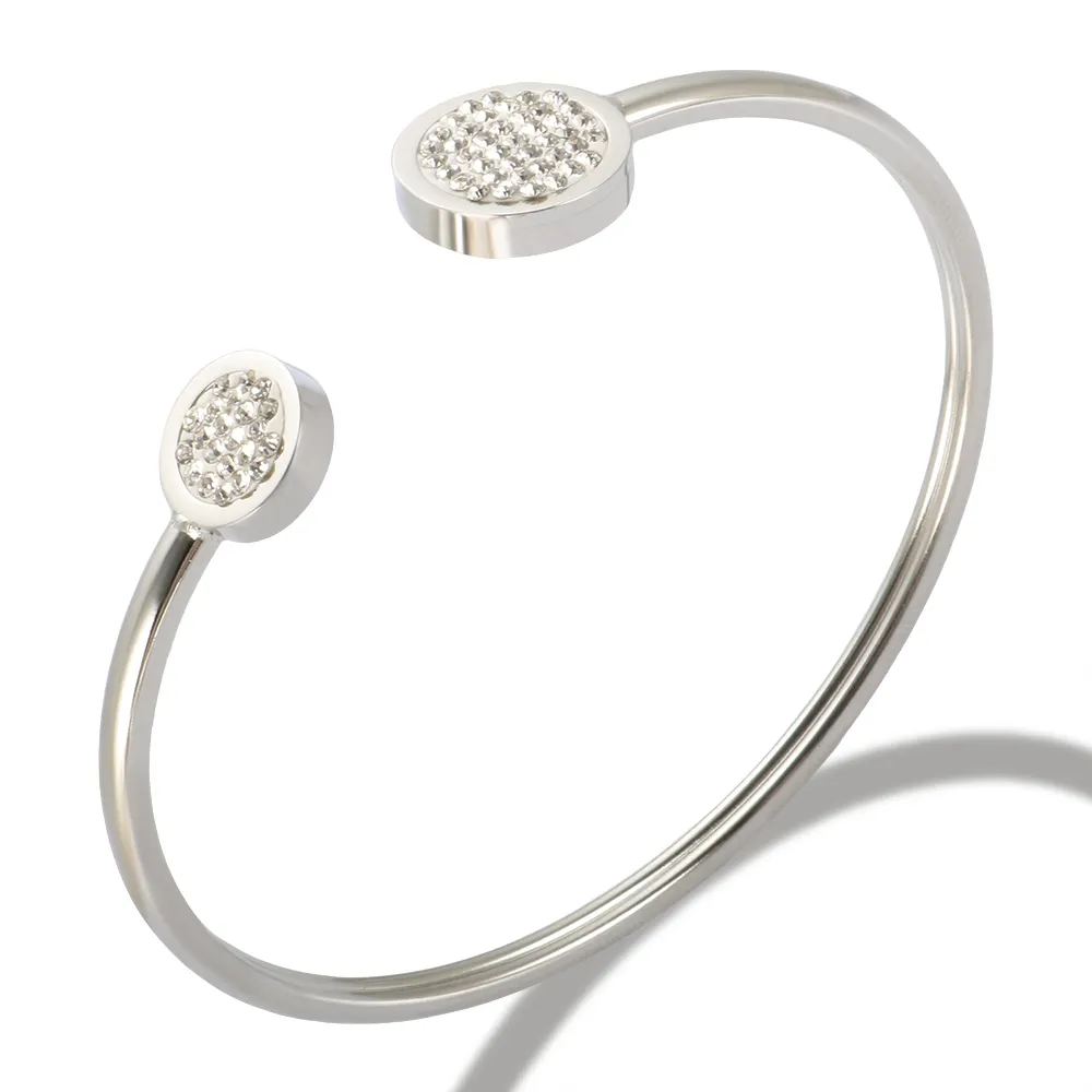 Zircone di lusso intarsiato bracciale semplice tubo sottile argento colore acciaio inox braccialetto moda per le donne gioielli