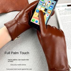 2026 2025 femmes en gros en peau de mouton véritable <span class=keywords><strong>moto</strong></span> <span class=keywords><strong>gants</strong></span> en cuir coupe-vent chaud <span class=keywords><strong>hiver</strong></span> <span class=keywords><strong>gants</strong></span> en cuir - Product Image 5