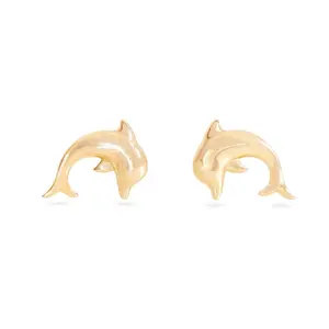 Gemnel cheap wholesale tiny dolphin stud 925 sterling silver 18k gold plated ocean women earrings