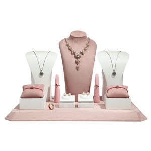 Microfiber Display Stand Full Set Jewelry Display Props Custom Pink Jewelry Display Rack Set - Product Image 1