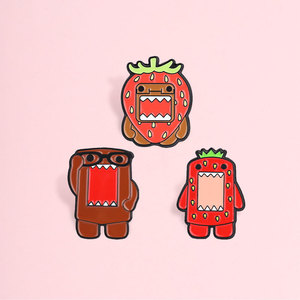 Lindo Pin Esmaltado de <span class=keywords><strong>Domo</strong></span> <span class=keywords><strong>Kun</strong></span> con Fresa y Flor, 3 Estilos, Broche de Monstruo Frutal, Regalos Promocionales Personalizables para Decoración de Mochilas - Product Image 2