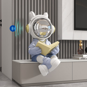 Figura Decorativa <span class=keywords><strong>de</strong></span> Astronauta Pintada <span class=keywords><strong>a</strong></span> Mano en Resina para Interiores, <span class=keywords><strong>Diseño</strong></span> Moderno - Product Image 2