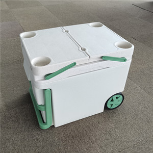 Lớn Bánh Gấp Cắm Trại bảng <span class=keywords><strong>Ice</strong></span> lưu trữ container ráp nhựa ngoài trời di động hộp mát với bánh xe - Product Image 2