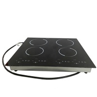 Table de cuisson électrique encastrable à 4 brûleurs avec commande tactile LED, double éléments chauffants, plaque vitrocéramique radiante