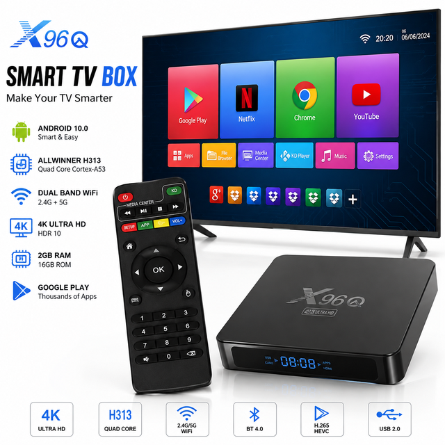 Top X96Q PRO Smart TV BOX Android 10 2G RAM 16G ROM 4K Support Wifi Set Top Box 1G 8G Media Player X96q Pro TVBOX