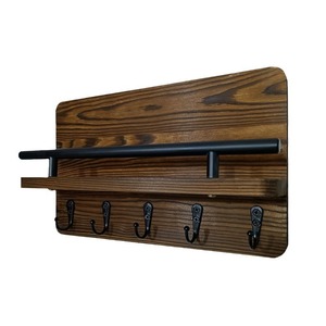 Wooden <b>Wall</b> <b>Mounted</b> <b>Shelf</b> Key Holder Storage Rack Entryway Organizer Rectangle Multi Purpose Dustproof No Drilling - Product Image 5