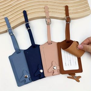 Wholesale PU Leather Luggage <b>Tag</b> Airplane Buckle Custom Logo Baggage Label Travel Suitcase Anti-Loss Labels Letter <b>Name</b> <b>Tag</b> - Product Image 4