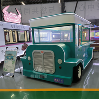 Kiosque mobile rétro unique au design classique et aux graphismes Tropical Wave |   Idéal pour les camions de nourriture mobiles pour la vente de glaces et de boissons