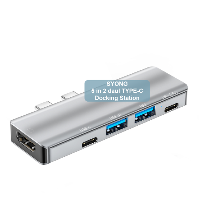 SYONG Factory Price Docking Station 5 in 2 TYPE-C Adapter USB-C PD Charging HDTV 4K USB3.0 USB Hub Usb c Hub Adapter USB HUB