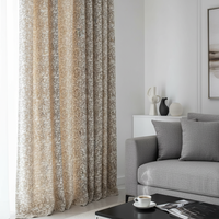 Tissu de rideau occultant jacquard sur mesure, rideau de luxe abstrait haut de gamme à motif blocs or et marron pour salon et hôtel