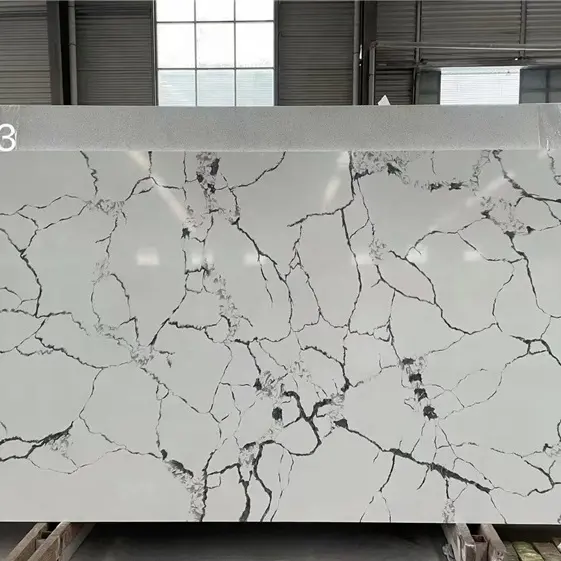 Brandneue Calacatta White Artificial Quartz Stone White Quarz platten für Vanity Top