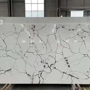 Marca nueva Calacatta blanco piedra de cuarzo Artificial de cuarzo blanco losas por tocador