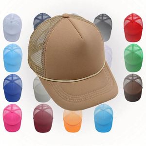 Wholesale in Stock Customize Embroidery Baseball Cap 5 Panels Snapbacks Mesh Truckers Hat With Rope - Product Image 1